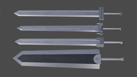 3d Model Guts Swords From Berserk Vr Ar Low Poly Cgtrader