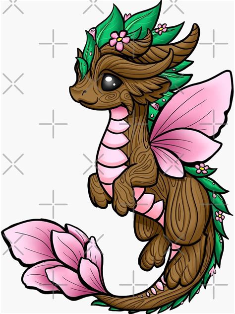 Flower Dragon Elemental Sticker By Rebecca Golins In 2022 Baby Dragon