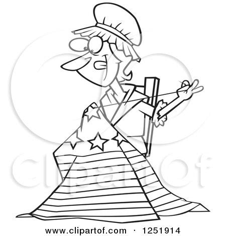 The black and white world flags clipart gallery offers 225 illustrations of blackline flags from various countries, organizations, and military divisions throughout the world. Clipart of a Black and White Cartoon Betsy Ross Sewing the First American Flag - Royalty Free ...