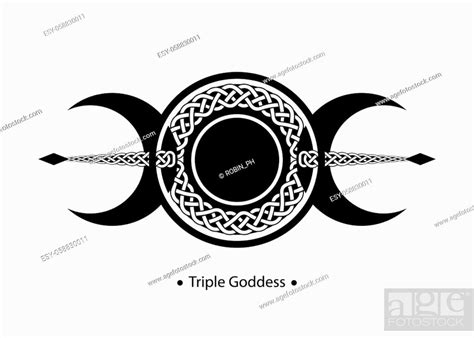 Triple Moon Religious Wiccan Sign Wicca Logo Neopaganism Symbol