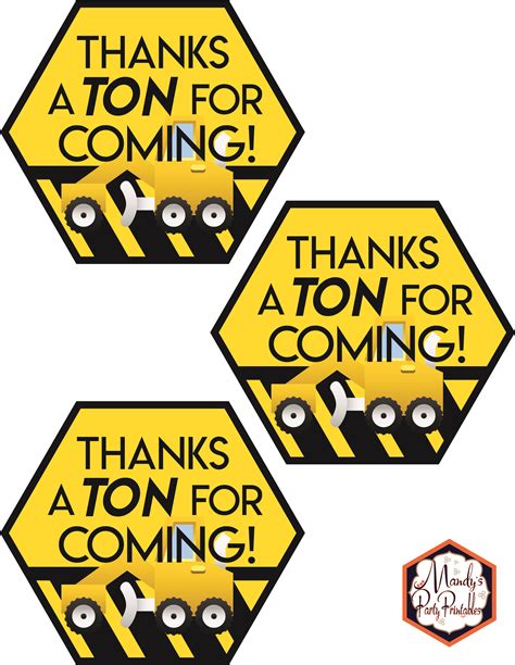 Free Printable Construction Thank You Tags
