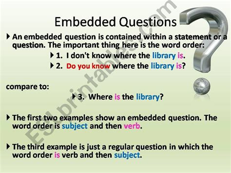 Esl English Powerpoints Embedded Questions