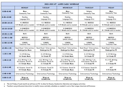 Schedule and calendar