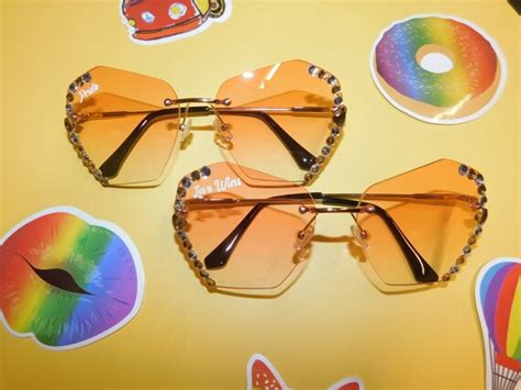Heart Bedazzled Light Red Tint Lgbtq Pride Sunglasses Etsy