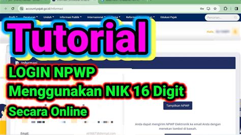 Tutorial Pemadanan NIK NPWP Pada Djp Online Cek Pemadanan NIK Dan NPWP YouTube