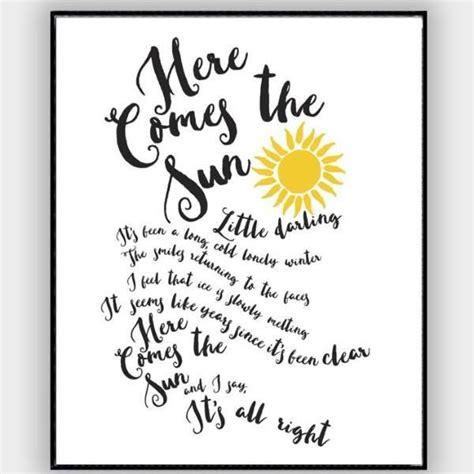Here Comes The Sun The Beatles Lyrics Poster Beatles Lyrics Song
