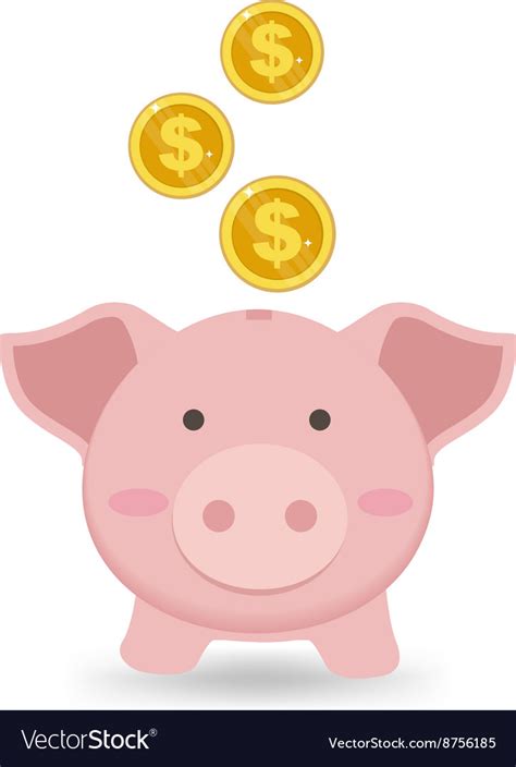 Cute Piggy Bank With Gold Coin Saving Money Vector Image