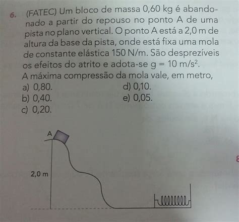 Um Bloco De Massa 0 60 Kg é Abandonado