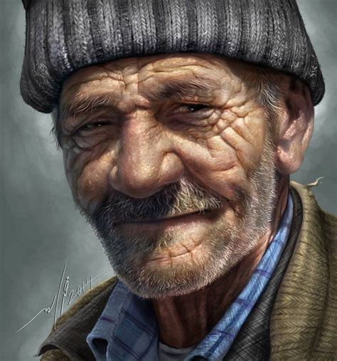 An Old Man Drawing On