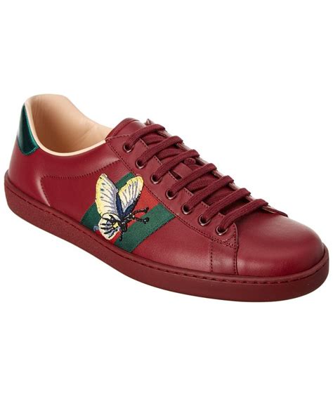 Gucci Ace Butterfly Embroidered Leather Sneaker For Men Lyst