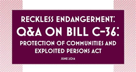 Reckless Endangerment — Q And A On Bill C 36 Protection Of Communities And Exploited Persons Act