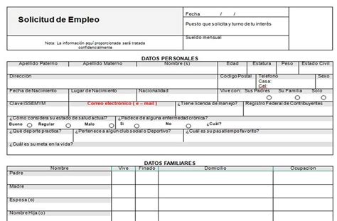 Ejemplos De Solicitud De Empleo Empleo