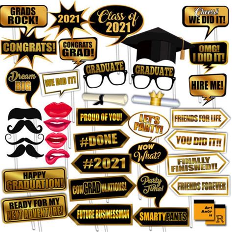 Class Of 2021 Photo Booth Props Graduation Party Props Grad Etsy