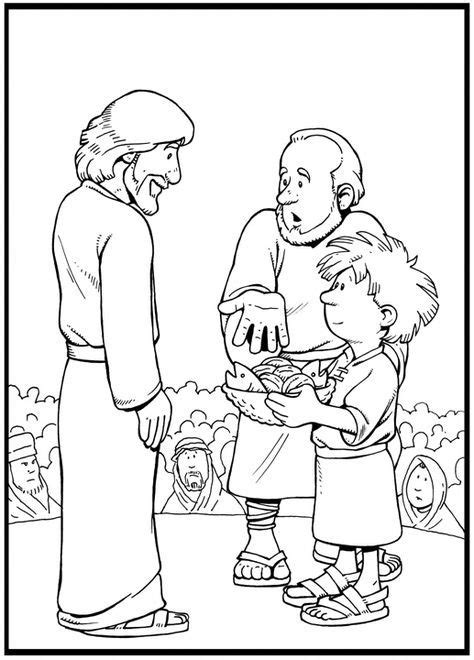 Jesus Feeds The 5000 Coloring Page Multiplication Of Loves And Fishes