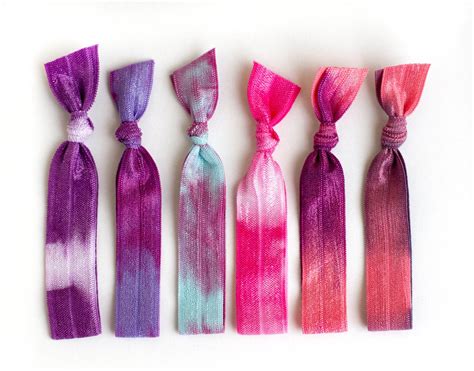 The Sugar Plum Tie Dye Hair Tie Package 6 Pink Purple Feminine