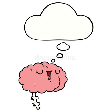 A Creative Happy Cartoon Brain And Thought Bubble Stock Vector