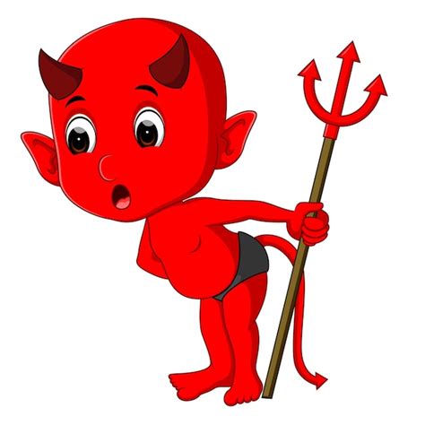 Cute Red Devil Premium Vector