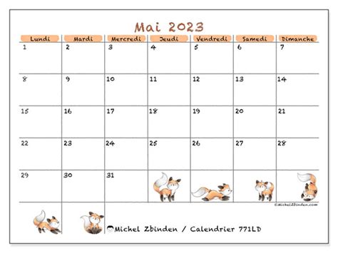 Calendrier Mai 2023 à Imprimer “771ld” Michel Zbinden Mc