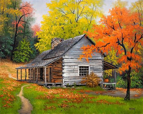 Kyle Wood Appalachian Retreat In Autumn Landscape Paintings Barn
