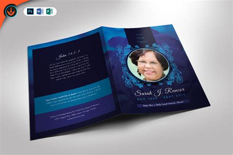 Blue Rose Funeral Program Template Graphic By Seraphimchris · Creative