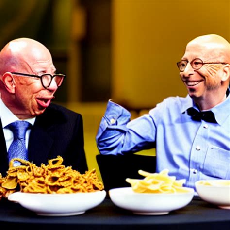 KREA AI Klaus Schwab And Bill Gates Eating Very Delicious