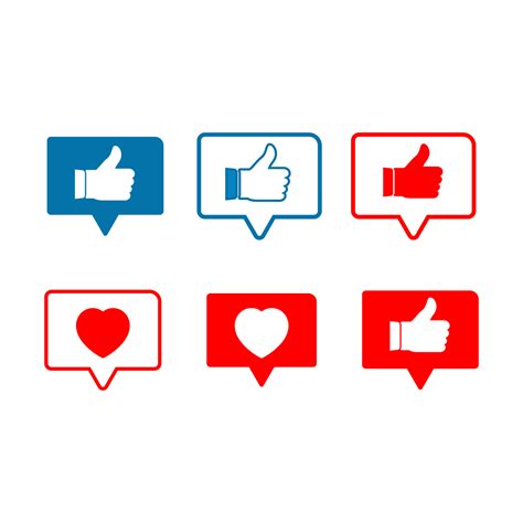 Social Media Button Design Elements Love And Like Multiple Shape