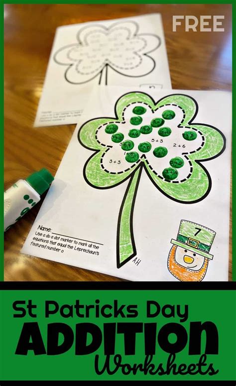 Free Printable St Patricks Day Addition Math Worksheets St Patrick