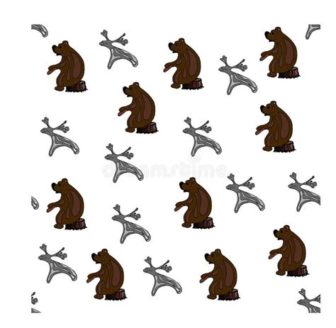 Animals Forest Silhouettes Seamless Pattern Stock Illustrations 223