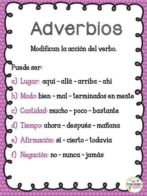 Adverbios Modifican La Acción Del Vbo Gramática Española Lectura De