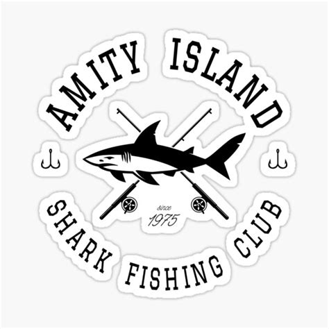Amity Island Shark Fishing Club Sticker By Angrymongo Redbubble