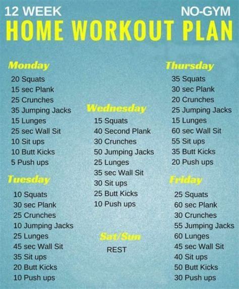 Week No Gym Home Workout Plans