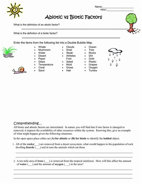It can also be used separately as a worksheet for abiotic and biotic factors. Abiotic Vs.biotic Factors Worksheet Answers Best Of Marine ...