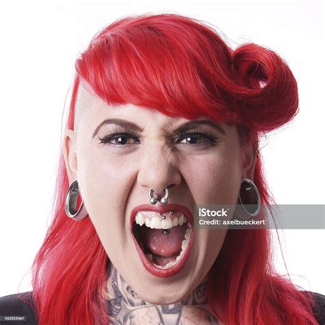 Woman With Piercings Screaming Stock Photo Download Image Now