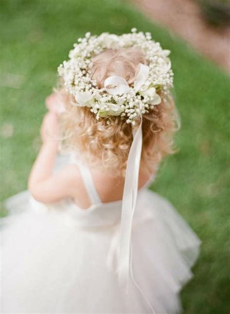 Rustic Wedding Flower Girl Halo Babys Breath Wreath