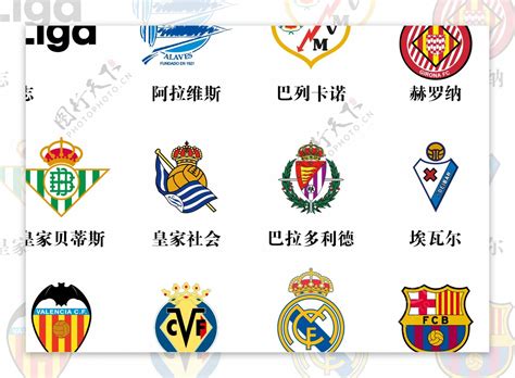 西班牙足球甲級聯賽（liga de primera división，簡稱 la liga，贊助商桑坦德銀行冠名為la liga santander），通常簡稱西甲或西甲聯賽，是西班牙頂級足球聯賽。 目前西甲有 20 支球隊，聯賽成績最差的三隊將會降級到西班牙乙級聯賽，乙級聯賽的前三名則晉升到西班牙甲級聯賽。 西甲强队矢量标志Logo图片素材-编号32538685-图行天下