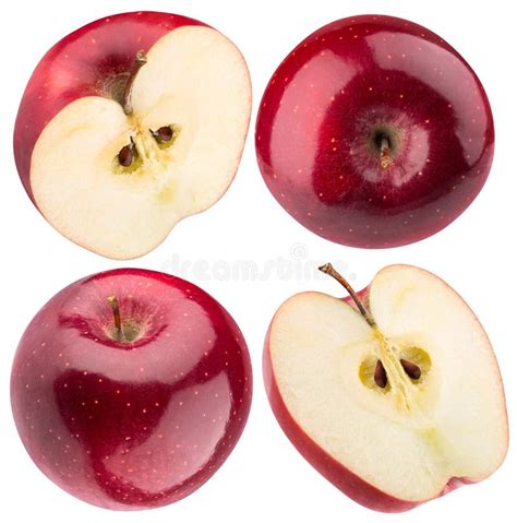 Collection Of Red Apples Isolated On A White Background Stock Photo