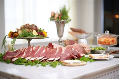 Catering Table With Assorted Cold Cut Meats Stock Image Image Of