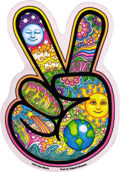Tie Dye Peace Sign Hand Design V Symbol 60s 70s 80s Art Sticker By