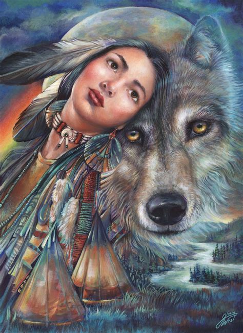 Dream Of The Wolf Maiden By Gloria West Native American Wolf Native