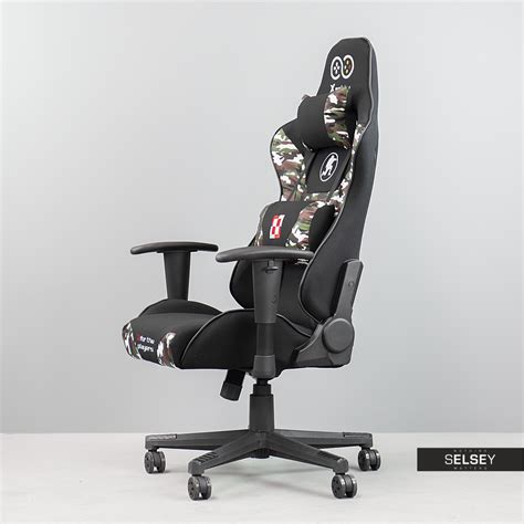 Providing comfort and style, gaming chairs range in the amount of features they offer. Ellava Khaki Camo Gaming Chair with Contoured Backrest - Selsey