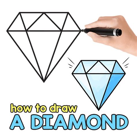 How To Draw A Diamond Step By Step Diamond Drawing Tutorial With