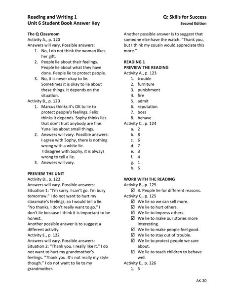 395297353 Q2e RW1 U06 Answer Key pdf - Reading and Writing 1 Q: Skills