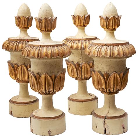 Set of Four French Parcel Gilt Carved Neonlassical Wooden Finials ...