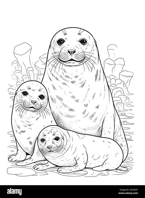 Black and white illustration for coloring animals Stock Photo - Alamy