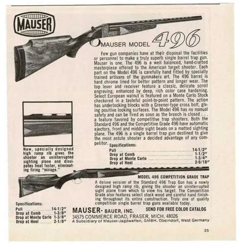 1973 Mauser Bauer Model 496 Single Barrel Trap Gun Shotgun Vintage