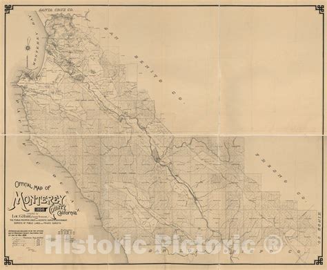 Historic 1898 Map Official Map Of Monterey County California 1898