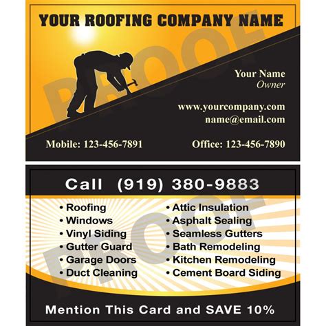 Choose from any of our roofing business card designs and our team will tailor it for you at no extra charge. Roofing Business Card #9 | HVAC Sticker