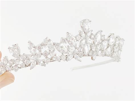 Silver Tiara Crystal Crown Bridal Tiara Wedding Hair Etsy