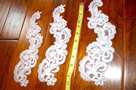 Large 11 White Lace Appliques White Beaded Lace By Lasvegasveils