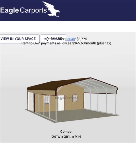Eagle Carports Combo Unit 24x30x9 Bandb Quality Buildings